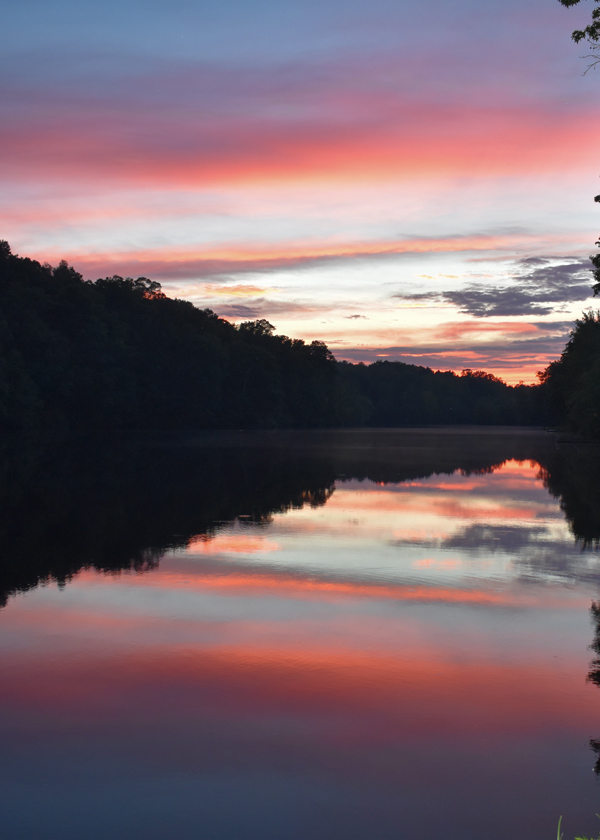 sunset-lake Lake Hazel shows beautiful colors at sunset.
